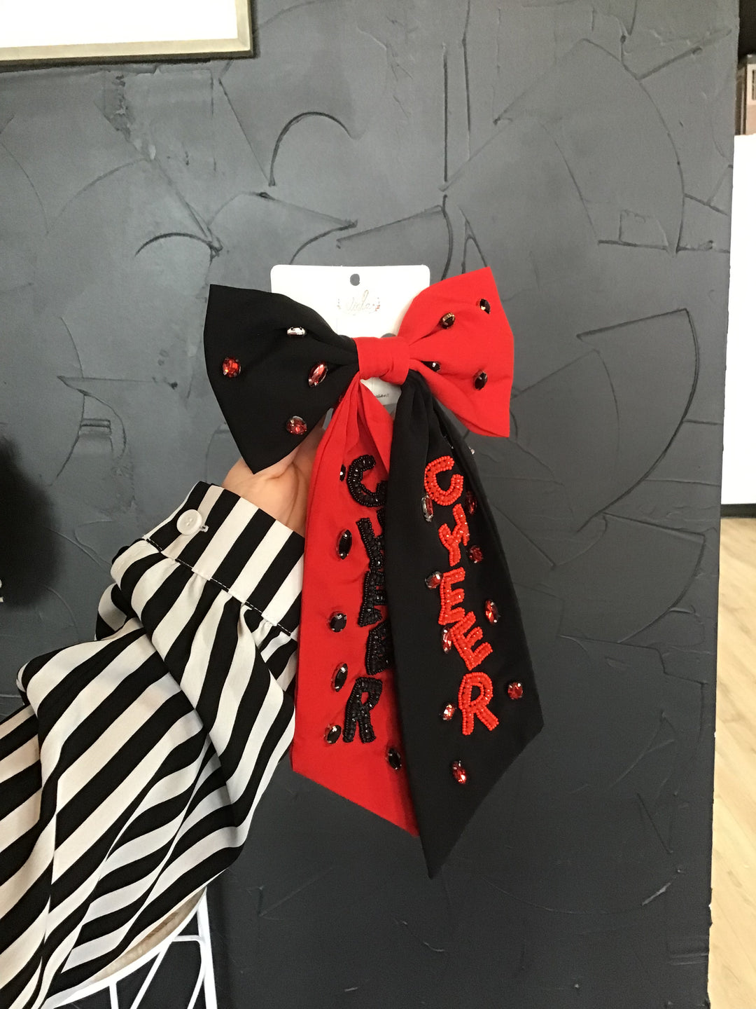 Red and Black Cheer Bow