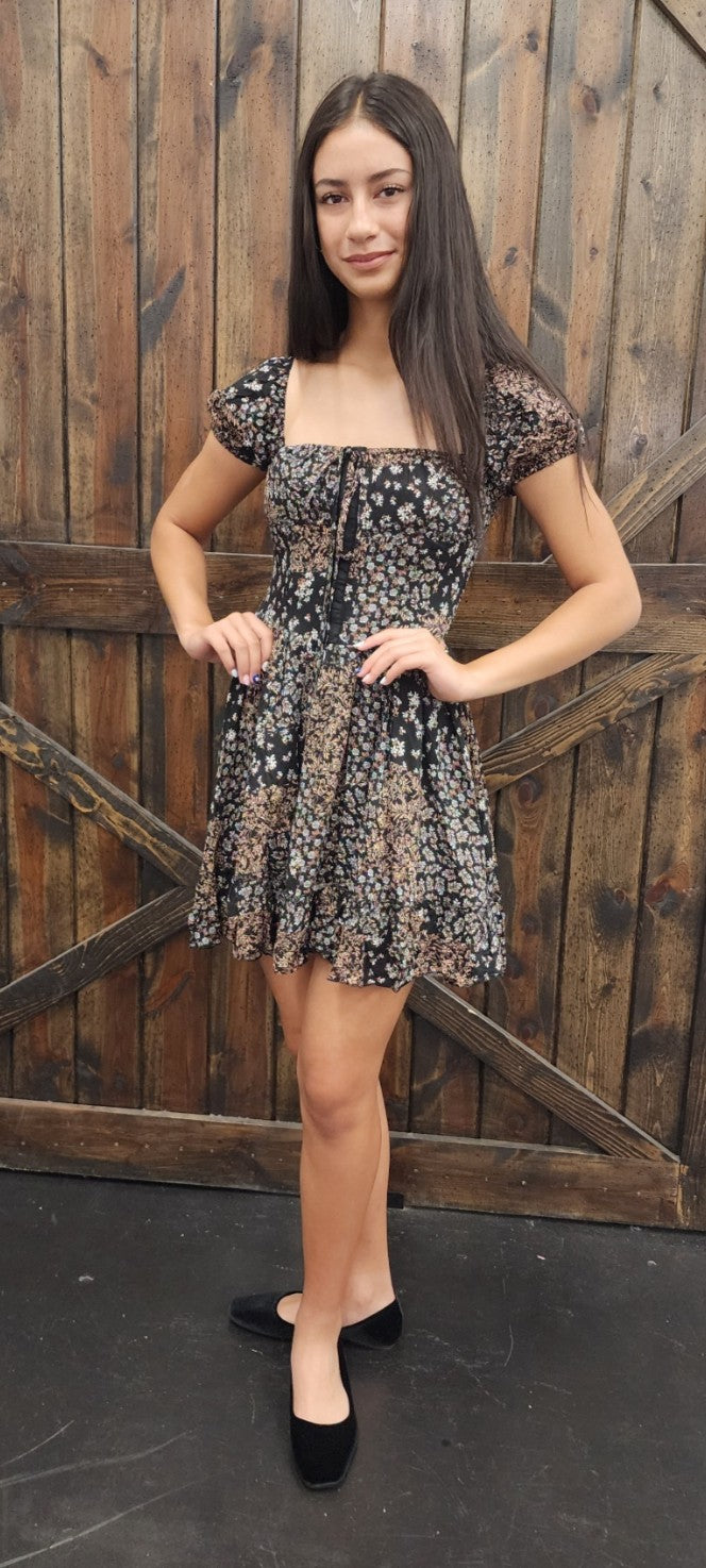 white christmas dresses Square Neck Floral Corset Dress – Main Revelation