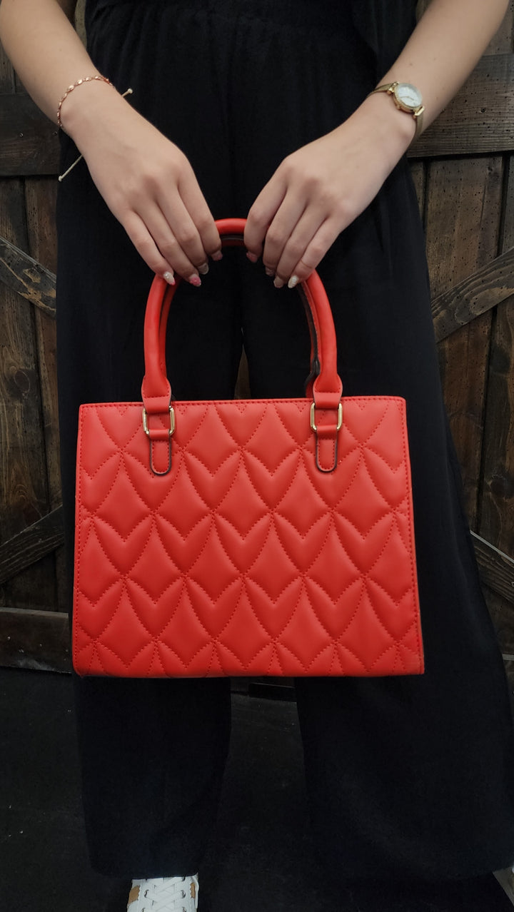 Red Quilted Satchel Bag