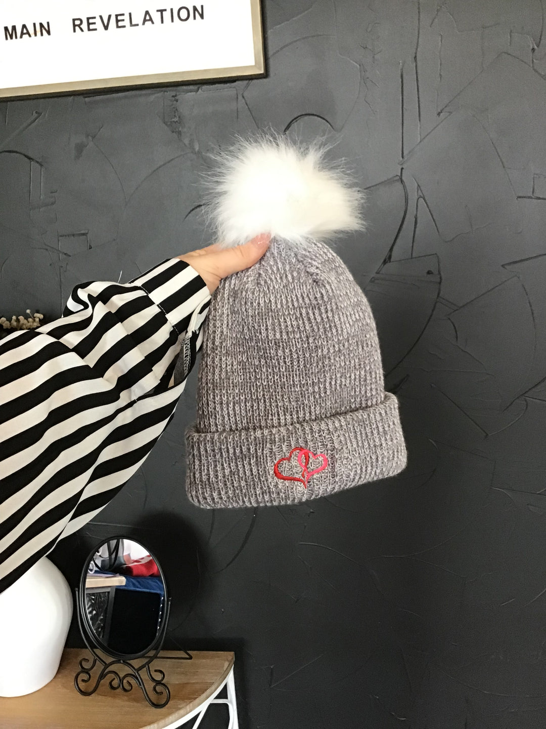 Heart Embroidered Beanie