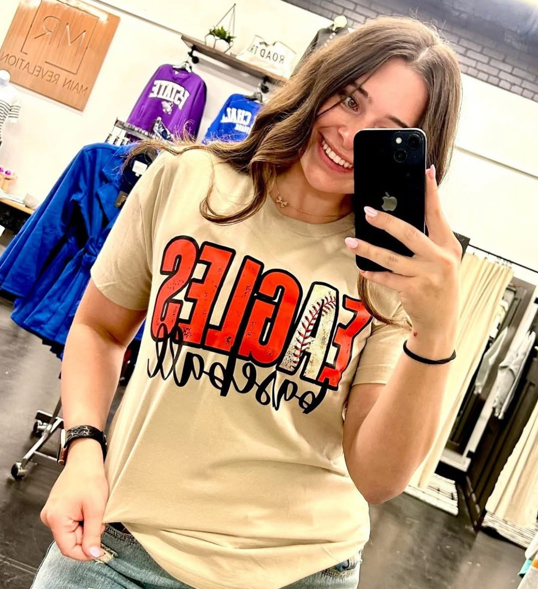 "Eagles Baseball" Tan S/S