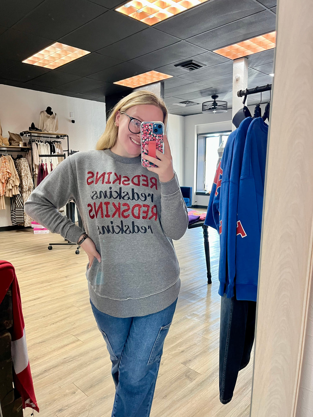 Gray Redskins Crewneck