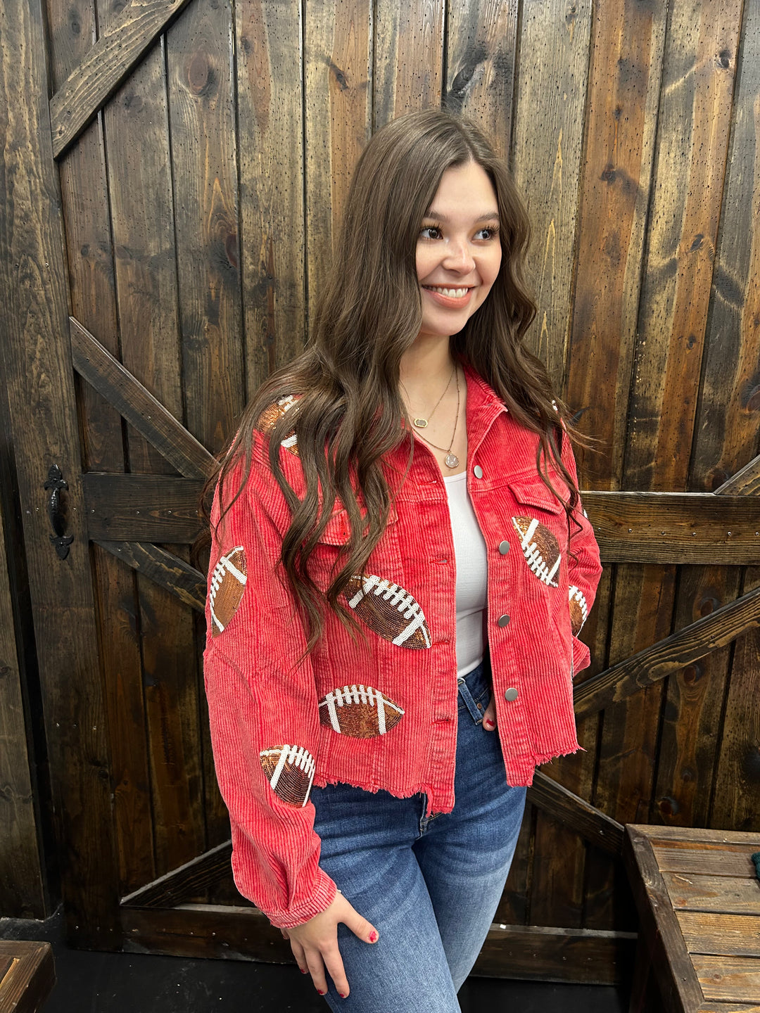 Sequin Football Corduroy Jacket