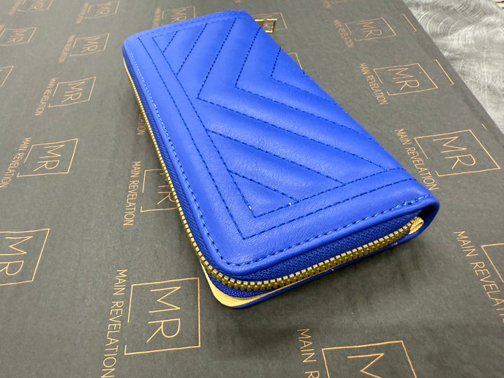 Blue Wallet w/ Gold Zipper