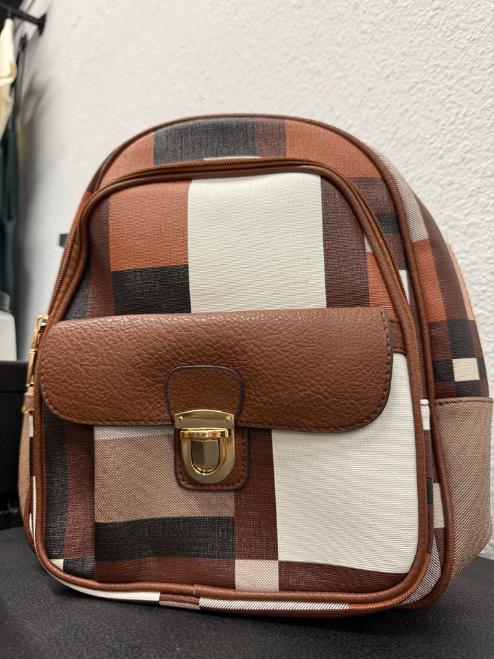 Brown Colorblock Backpack
