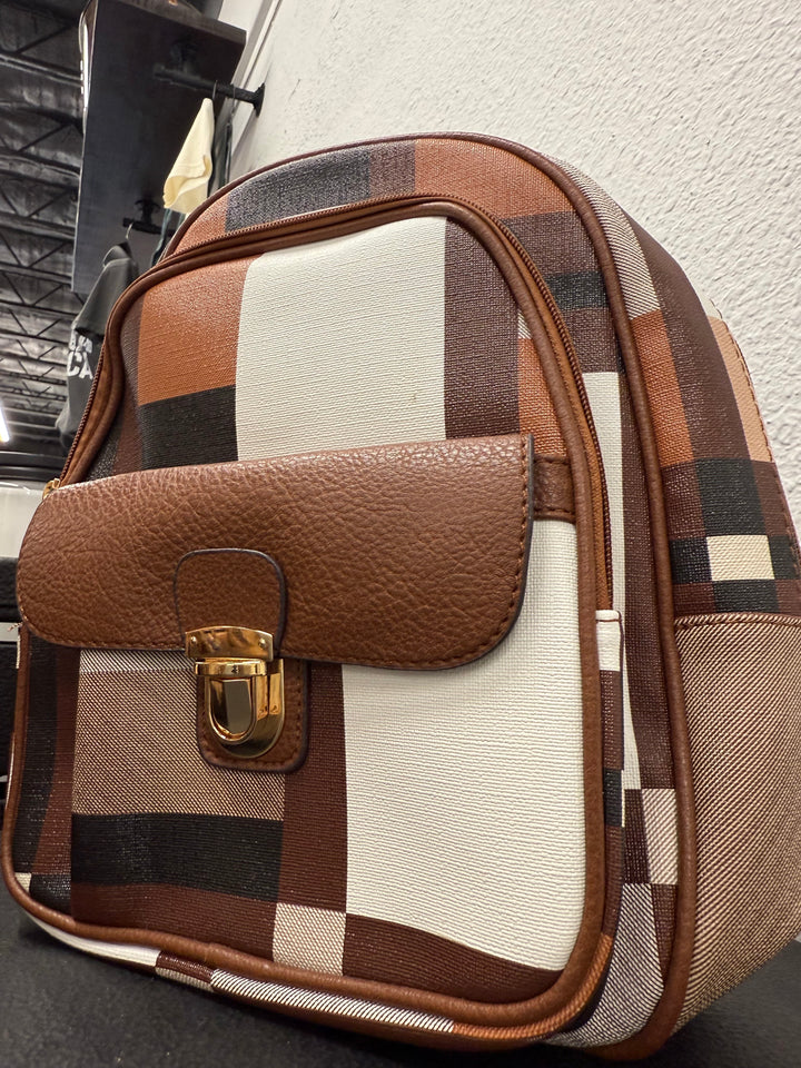 Brown Colorblock Backpack