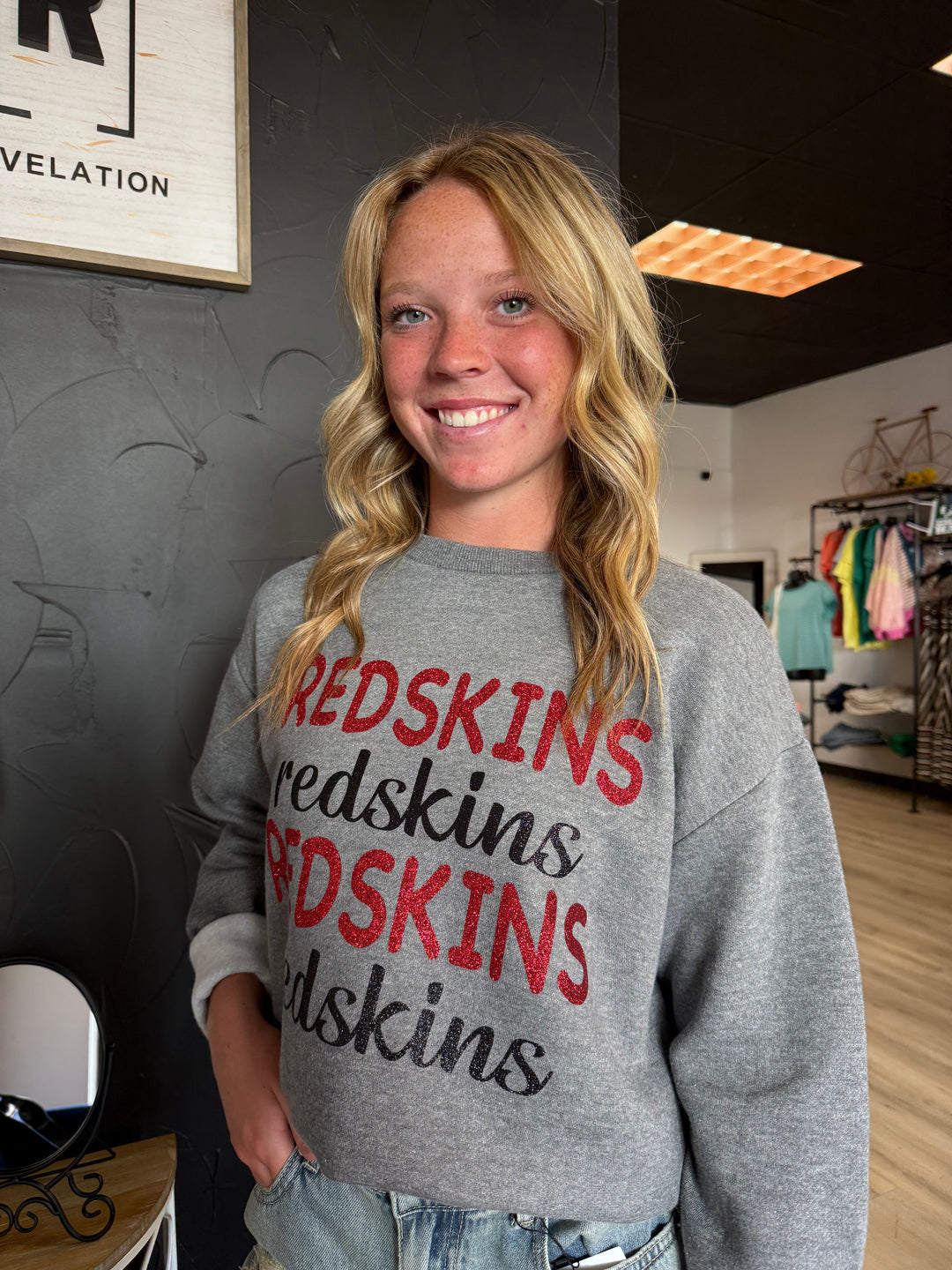Gray Redskins Crewneck