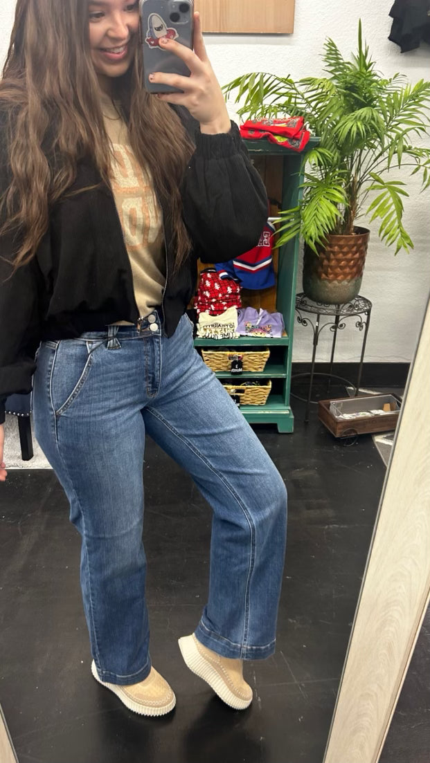 Black Waist Length Zip Up Jacket