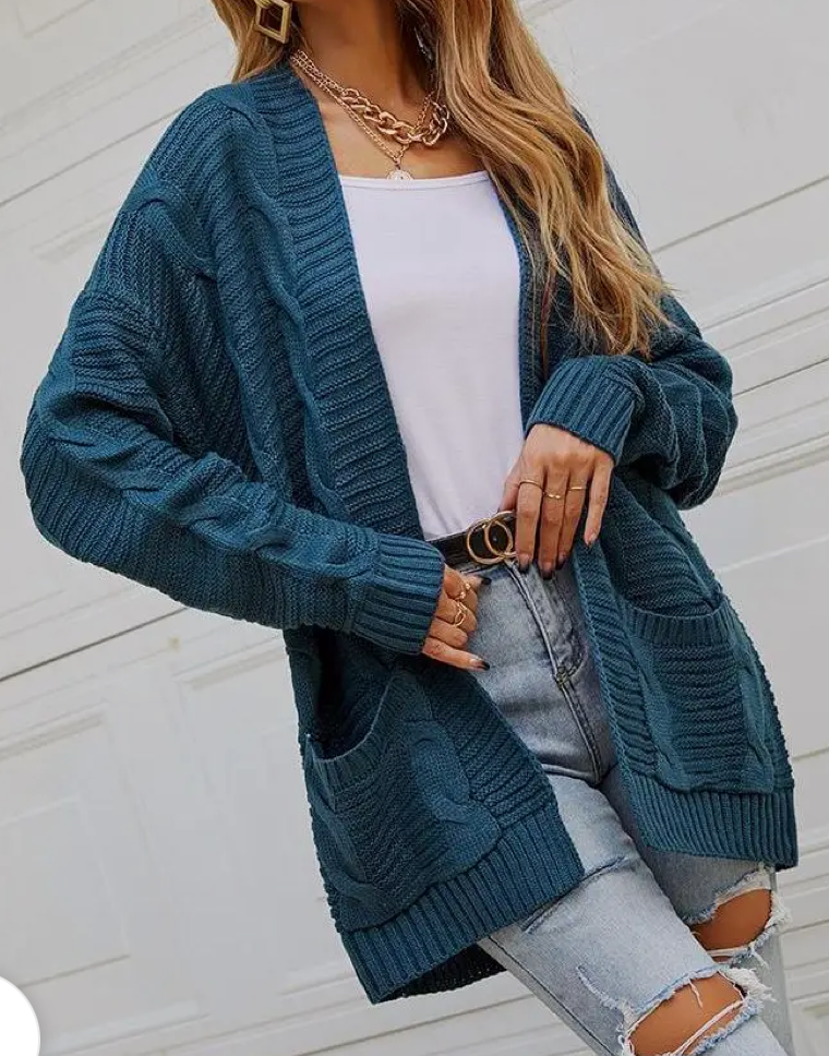 Twisted Knit Pocketed Cardigan