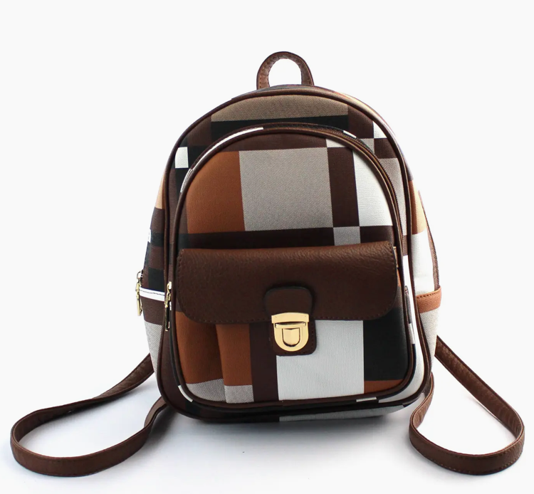 Brown Colorblock Back Pack