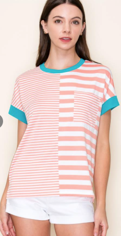 Peach Combo Striped S/S