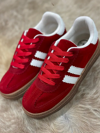 Red Vintage Striped Sneakers