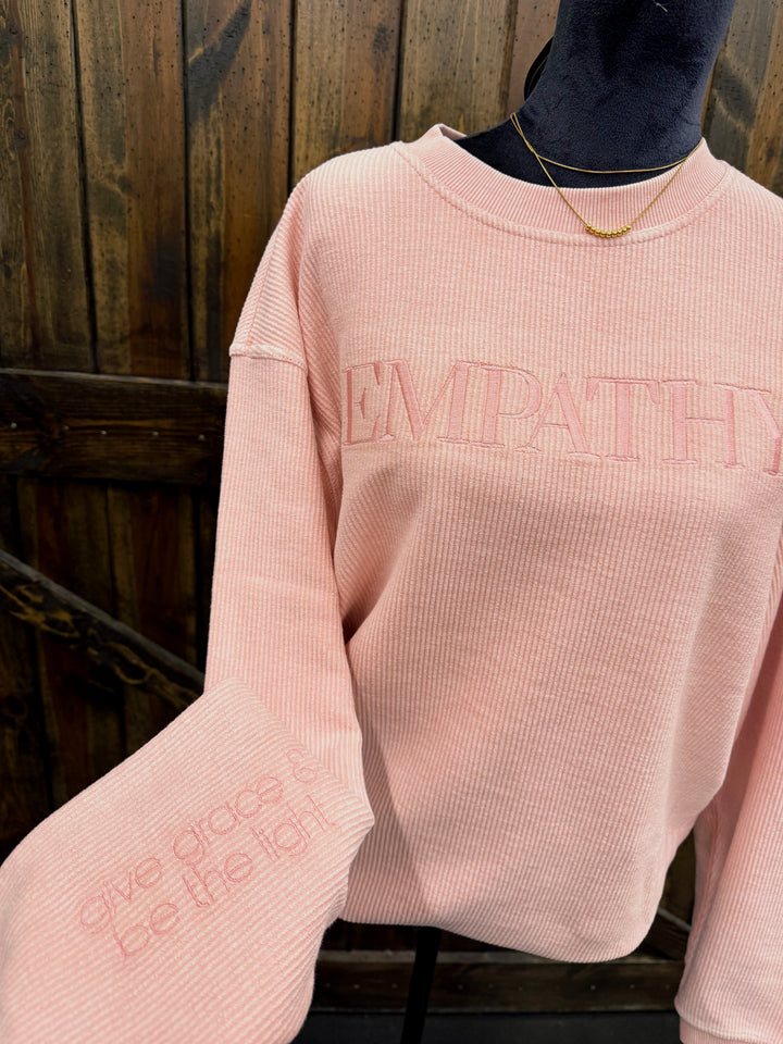 Pink Empathy Embroidered Crewneck