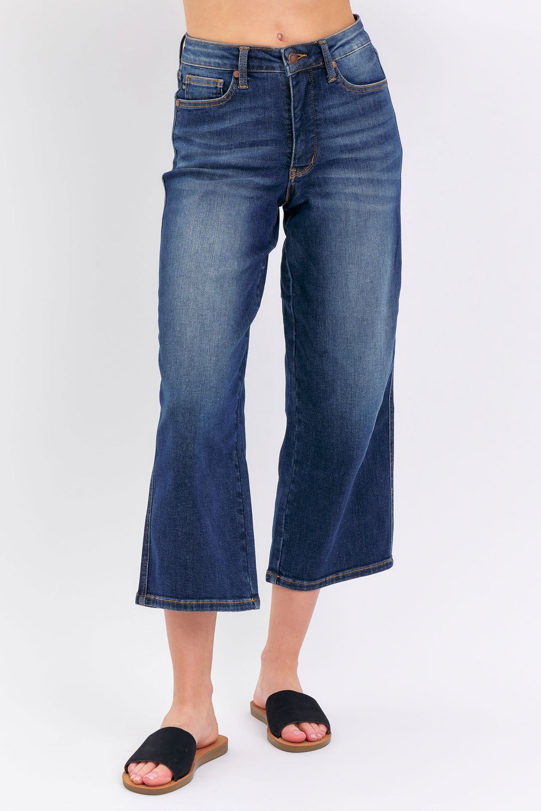 Dark Tummy Control Crop Wide Jeans JB88876