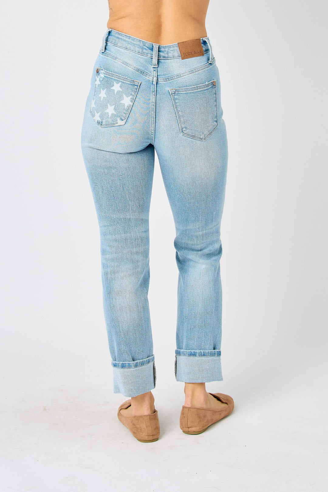 Boyfriend Mid Rise Star Pocket Jeans- Judy Blue