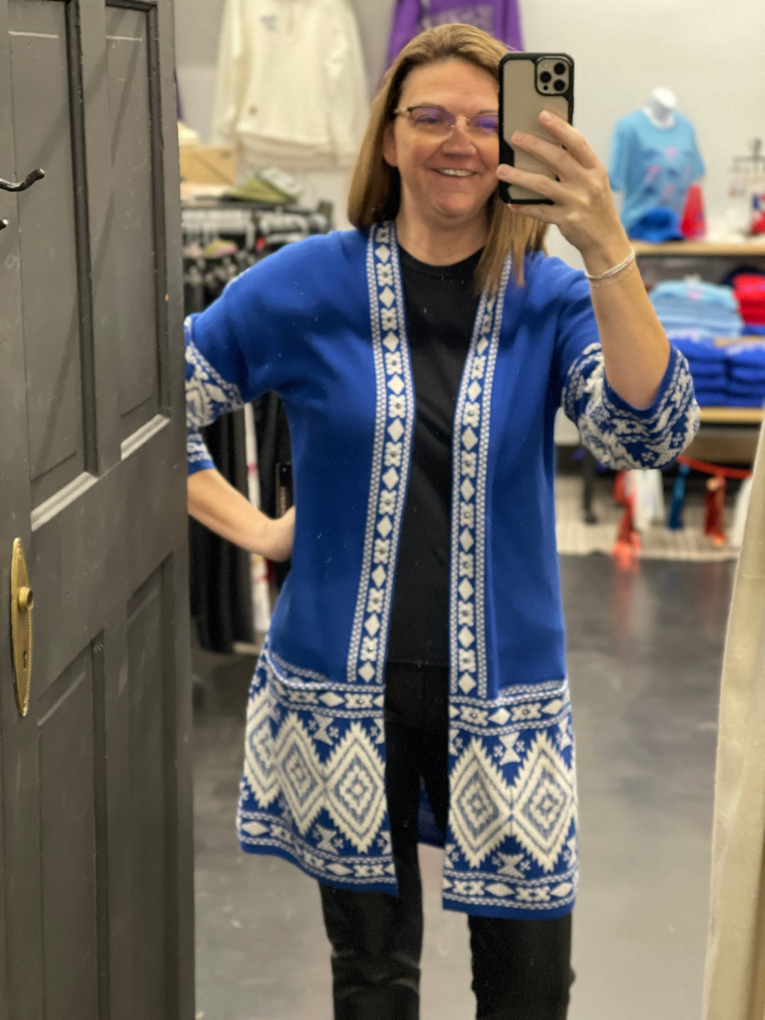 Blue Southwestern Cardigan