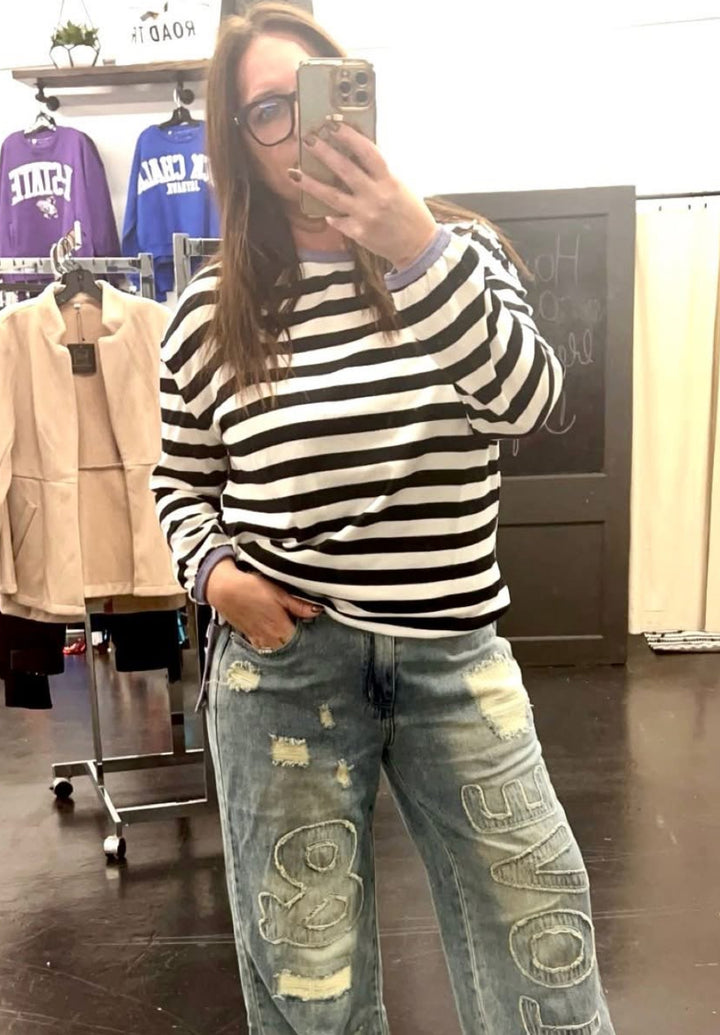 Black Striped L/S Top
