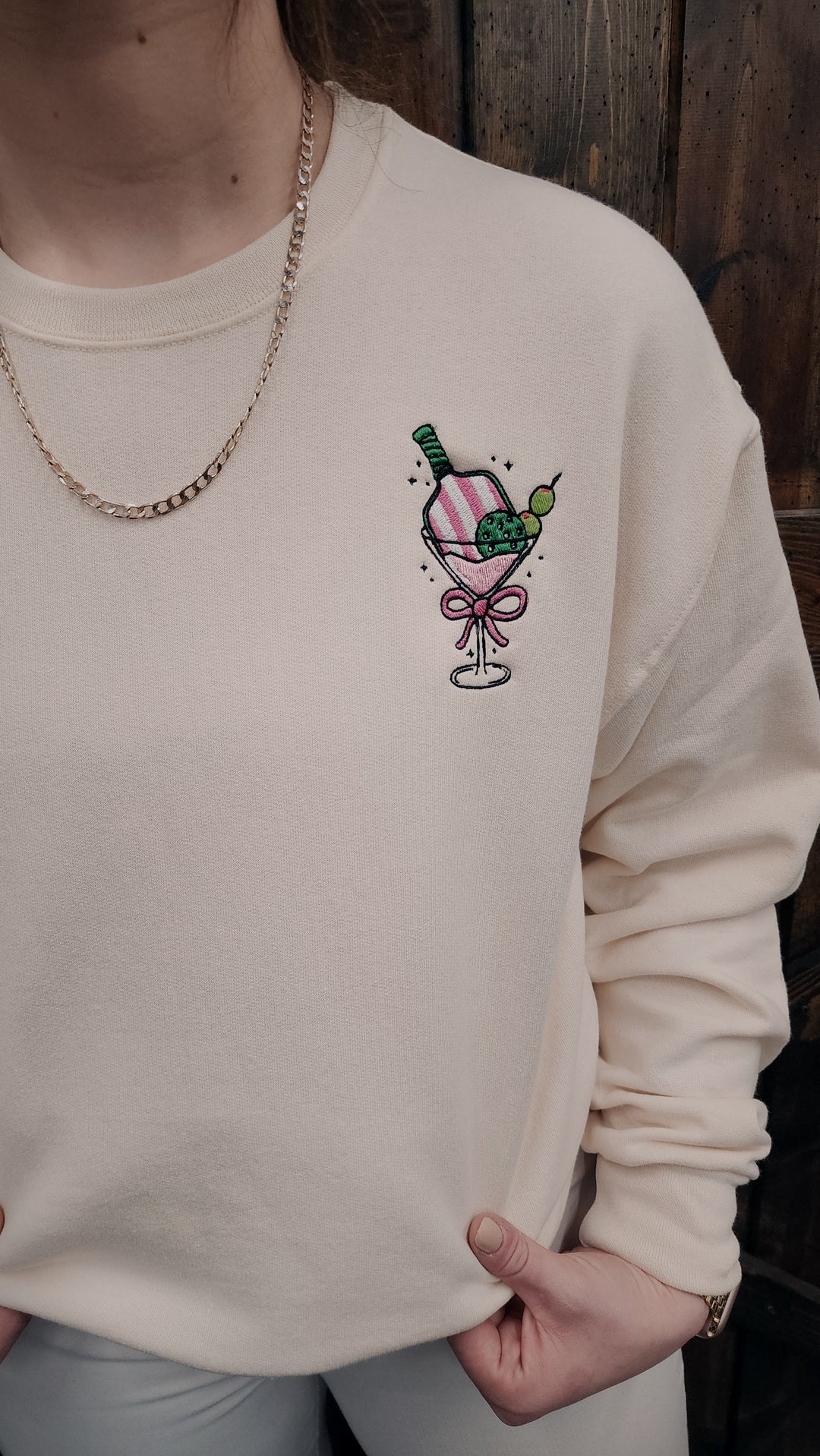 Pickletini Embroidered Crewneck