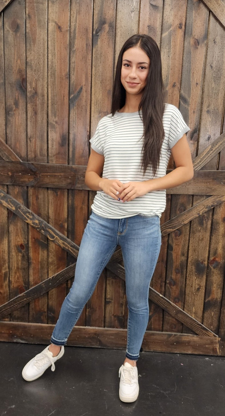 White/Black Striped Soft S/S