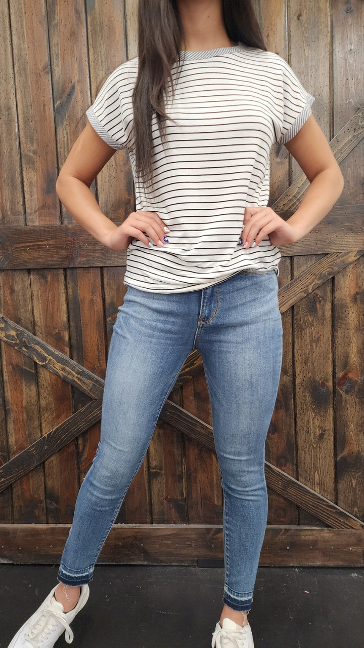 White/Black Striped Soft S/S