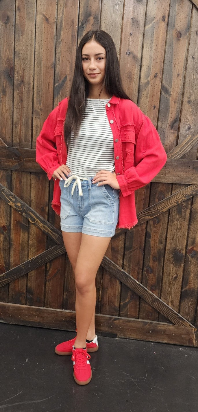 Distressed Denim Jacket- Various Colors