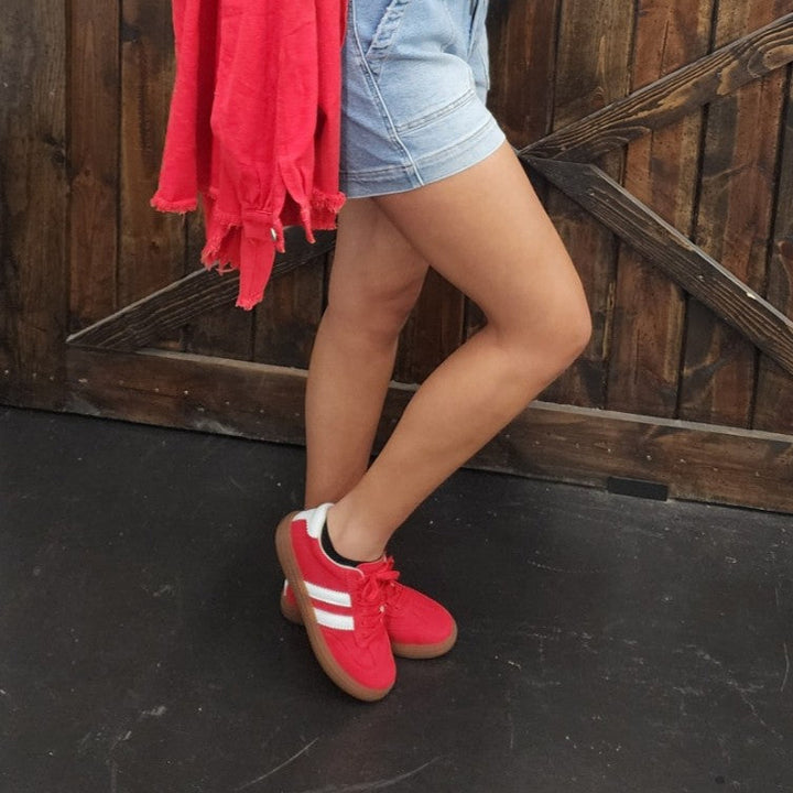 Red Vintage Striped Sneakers