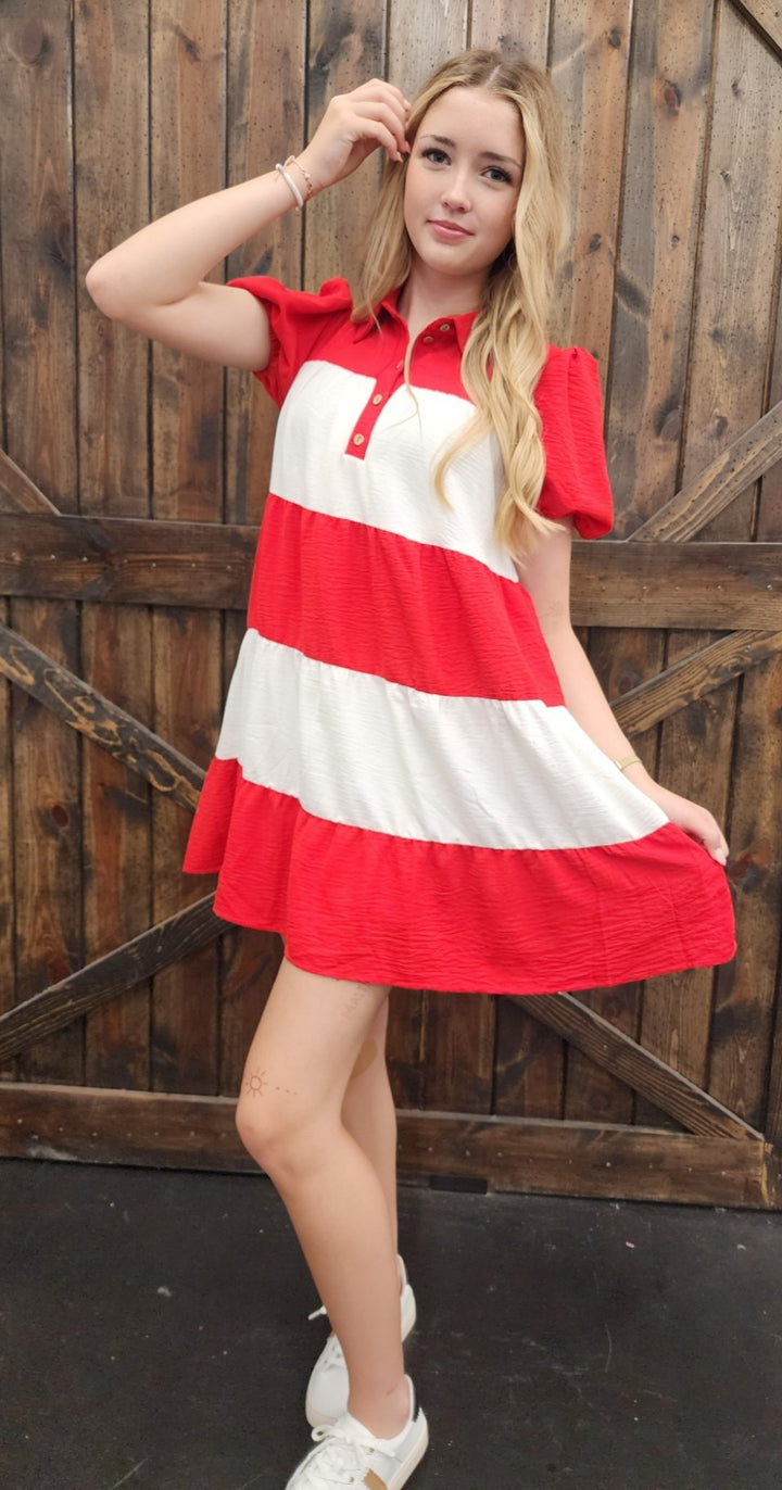 Colorblock Tiered Dress