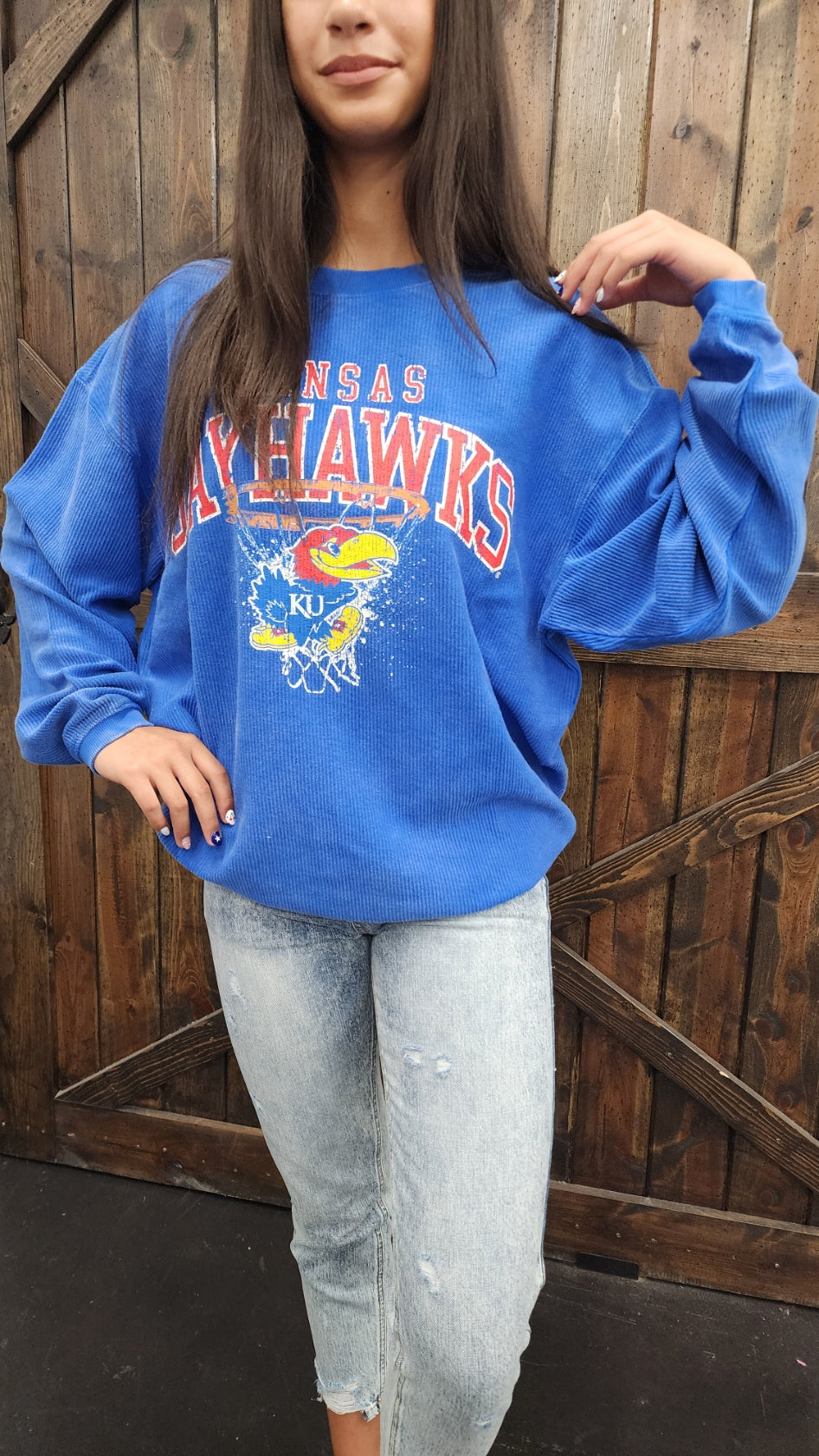 KU Basketball Ribbed Sweatshirt