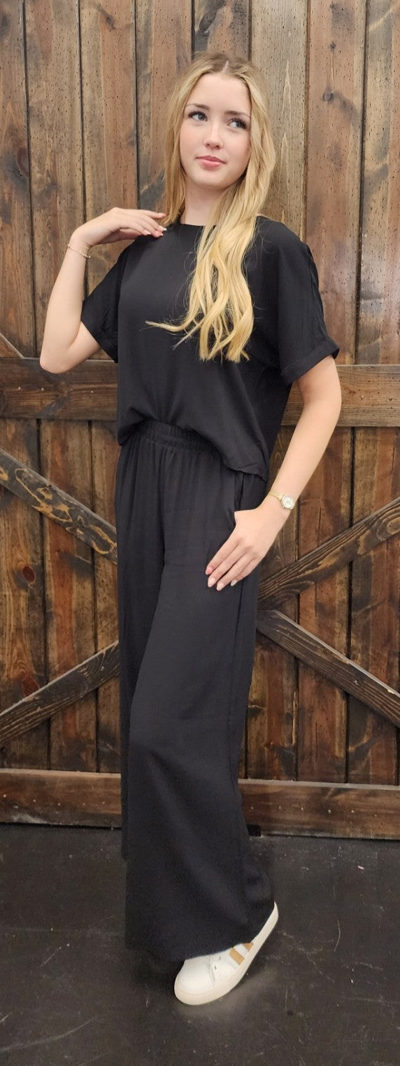 Woven Short Sleeve & Long Pants Set