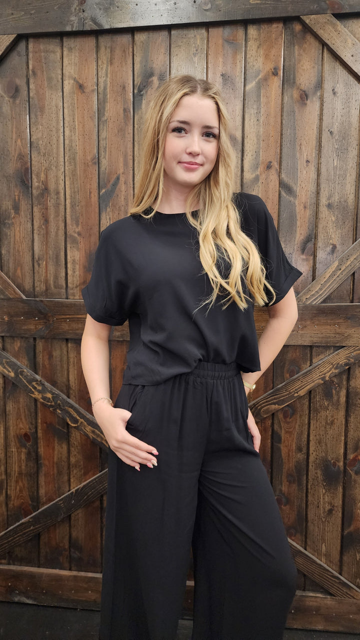 Woven Short Sleeve & Long Pants Set
