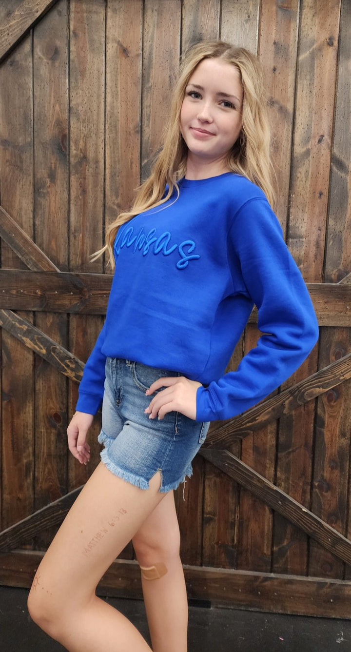 3D Embroidered Kansas Crew