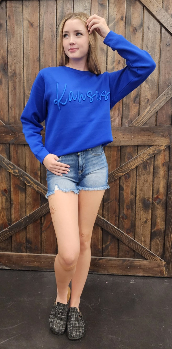3D Embroidered Kansas Crew