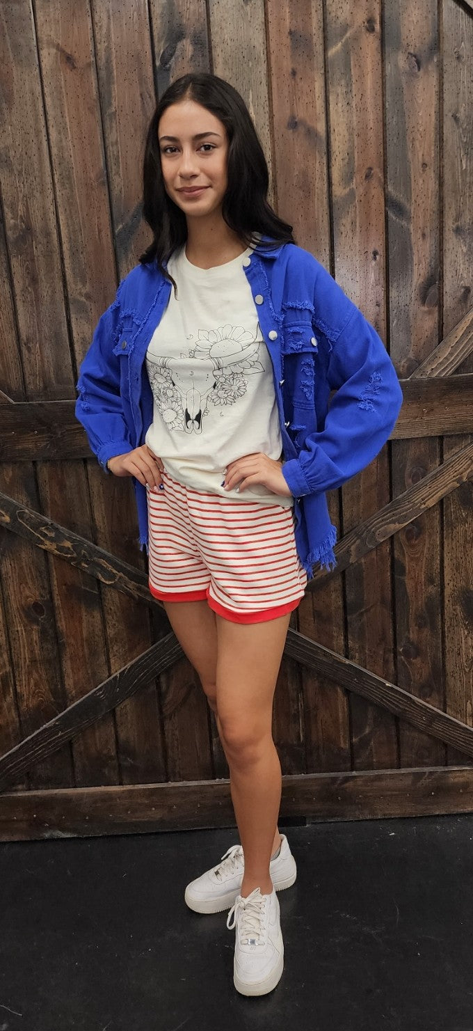 Distressed Denim Jacket- Various Colors