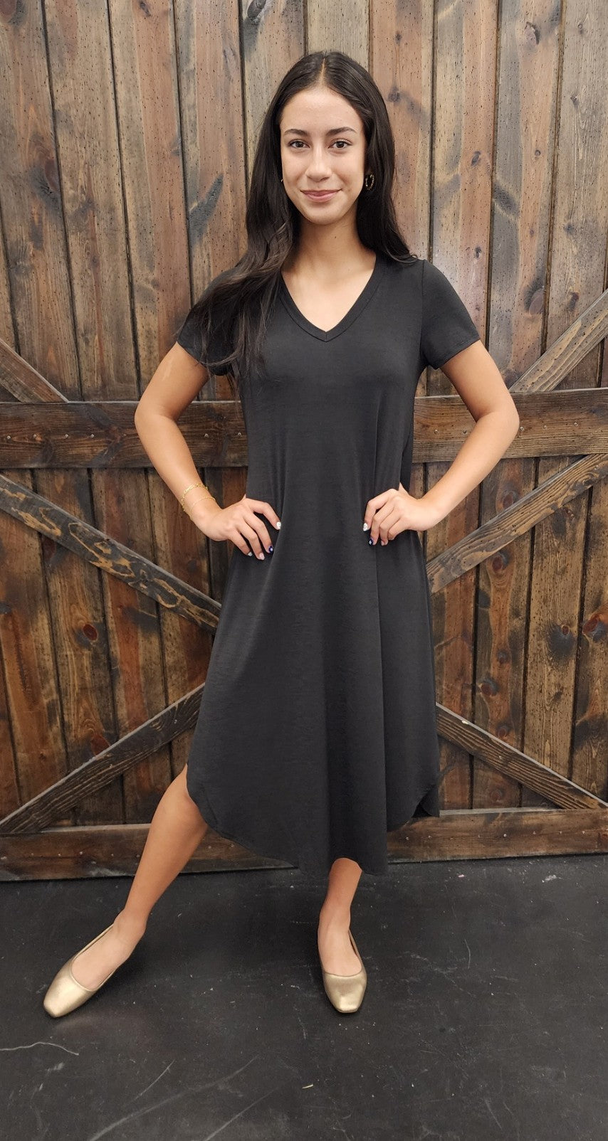 black maxi dress with short sleeves Off The Shoulder Sleeve - Chic Black Dress - Short