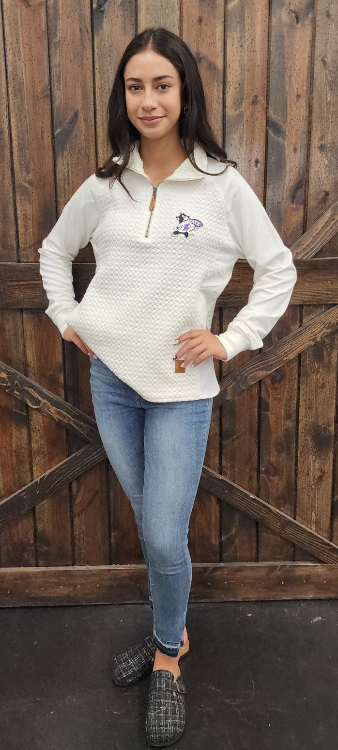 K-State Ivory Quilted 1/4 Zip