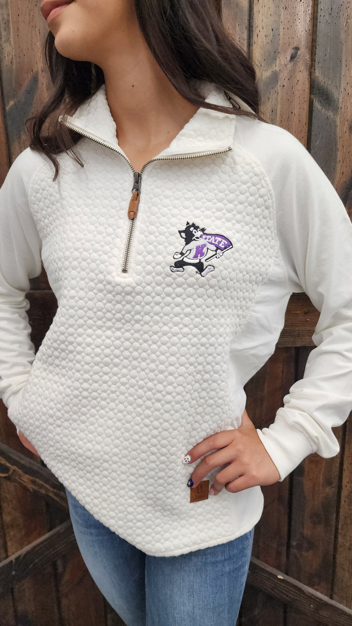 K-State Ivory Quilted 1/4 Zip