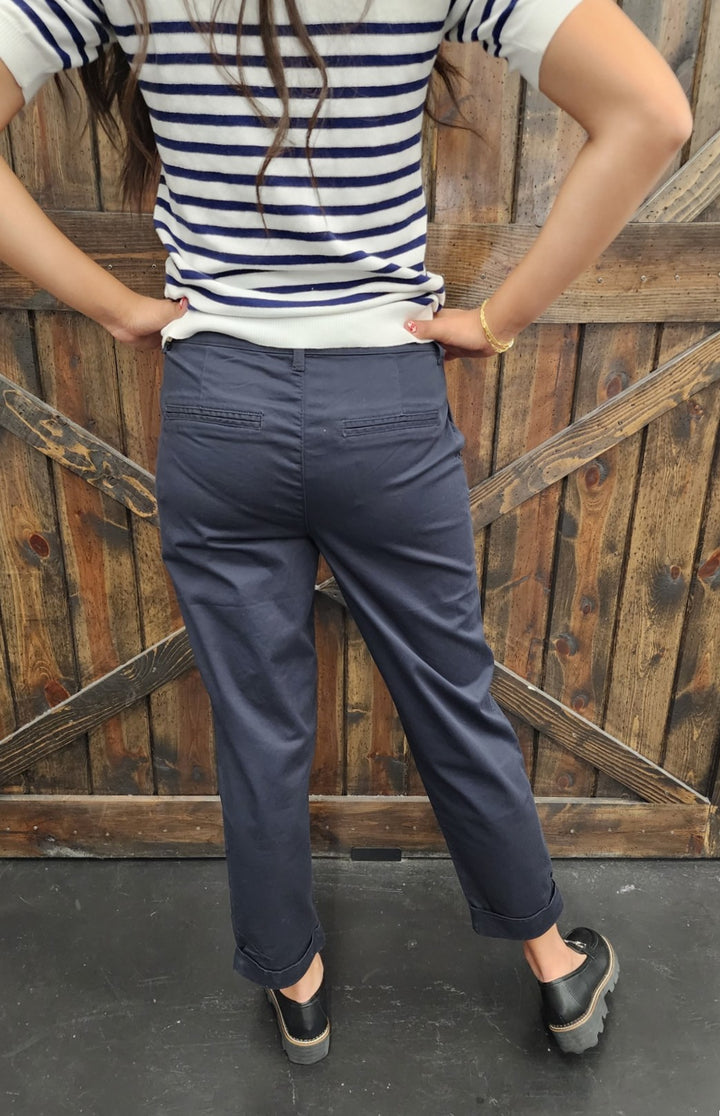 Navy Pants w/ Braided Belt
