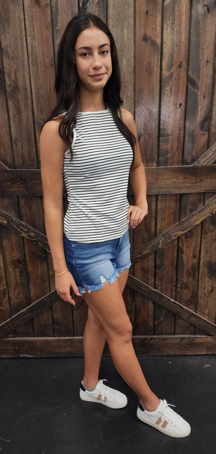 Striped Ribbed Knit Tank
