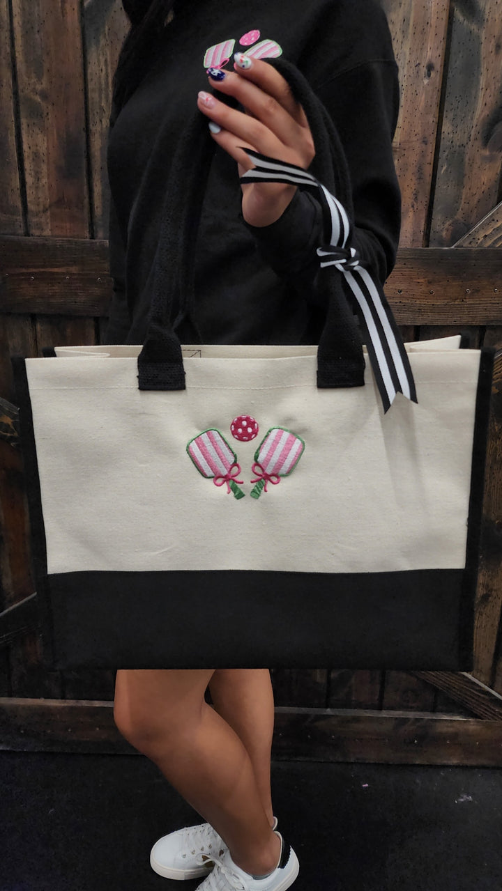 Pickleball Embroidered Tote and Pouch