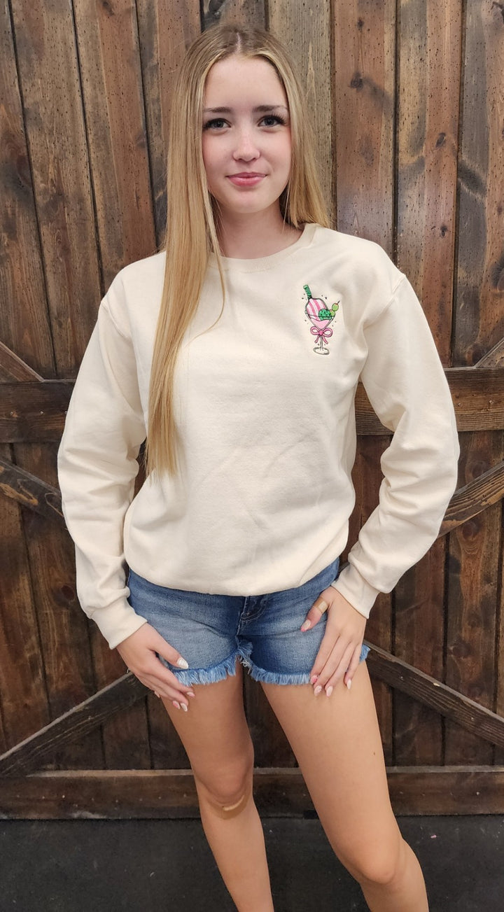 Pickletini Embroidered Crewneck