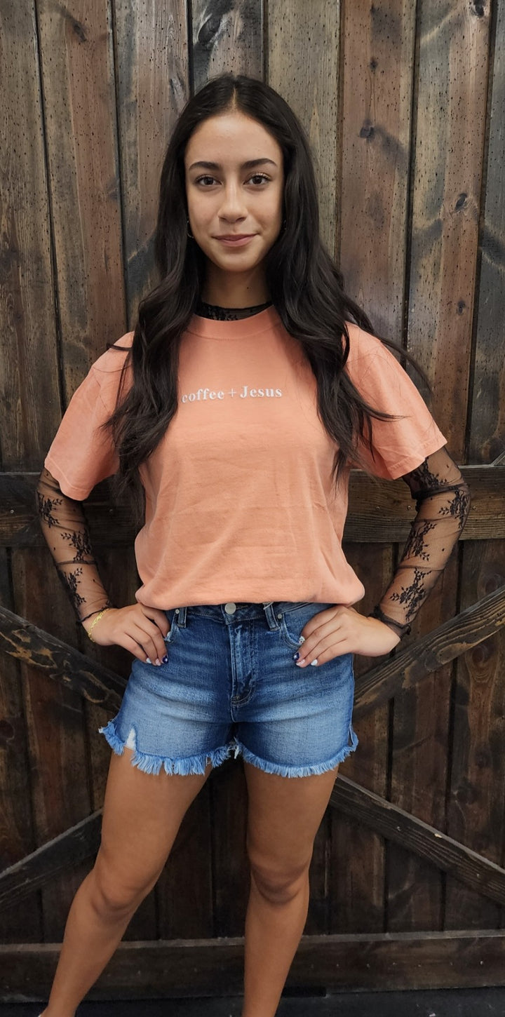 Coffee + Jesus Embroidered Tee