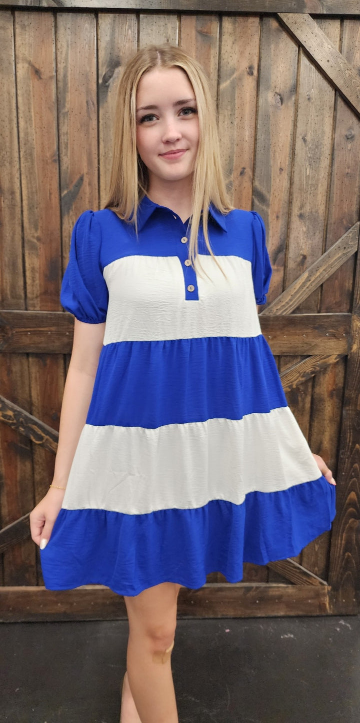 Colorblock Tiered Dress