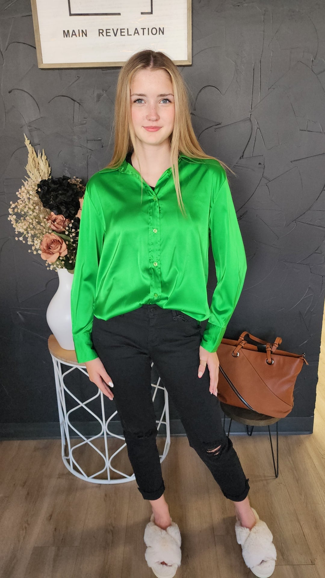 Satin Button Up