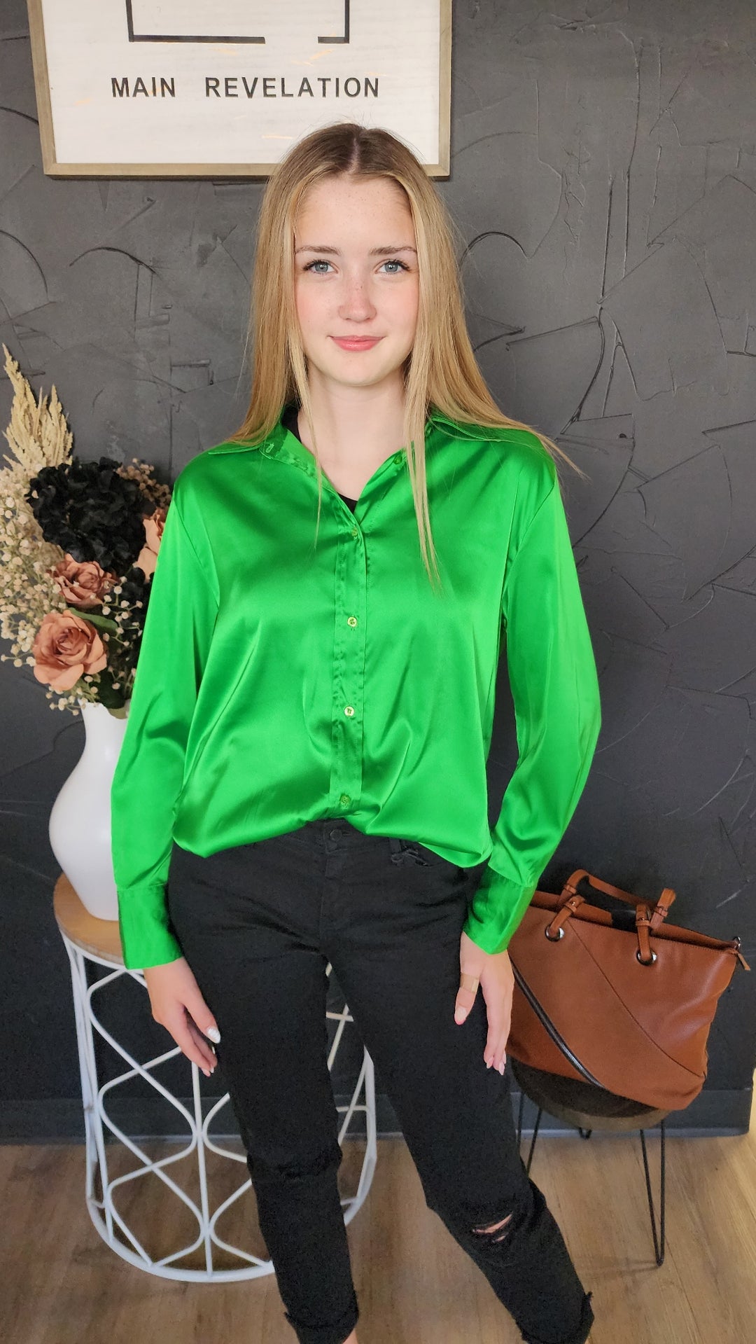 Satin Button Up