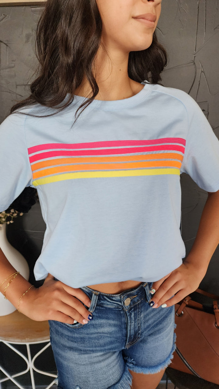 Blue Patched Stripe S/S