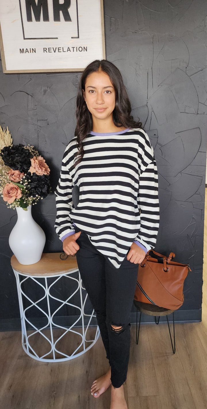 Black Striped L/S Top