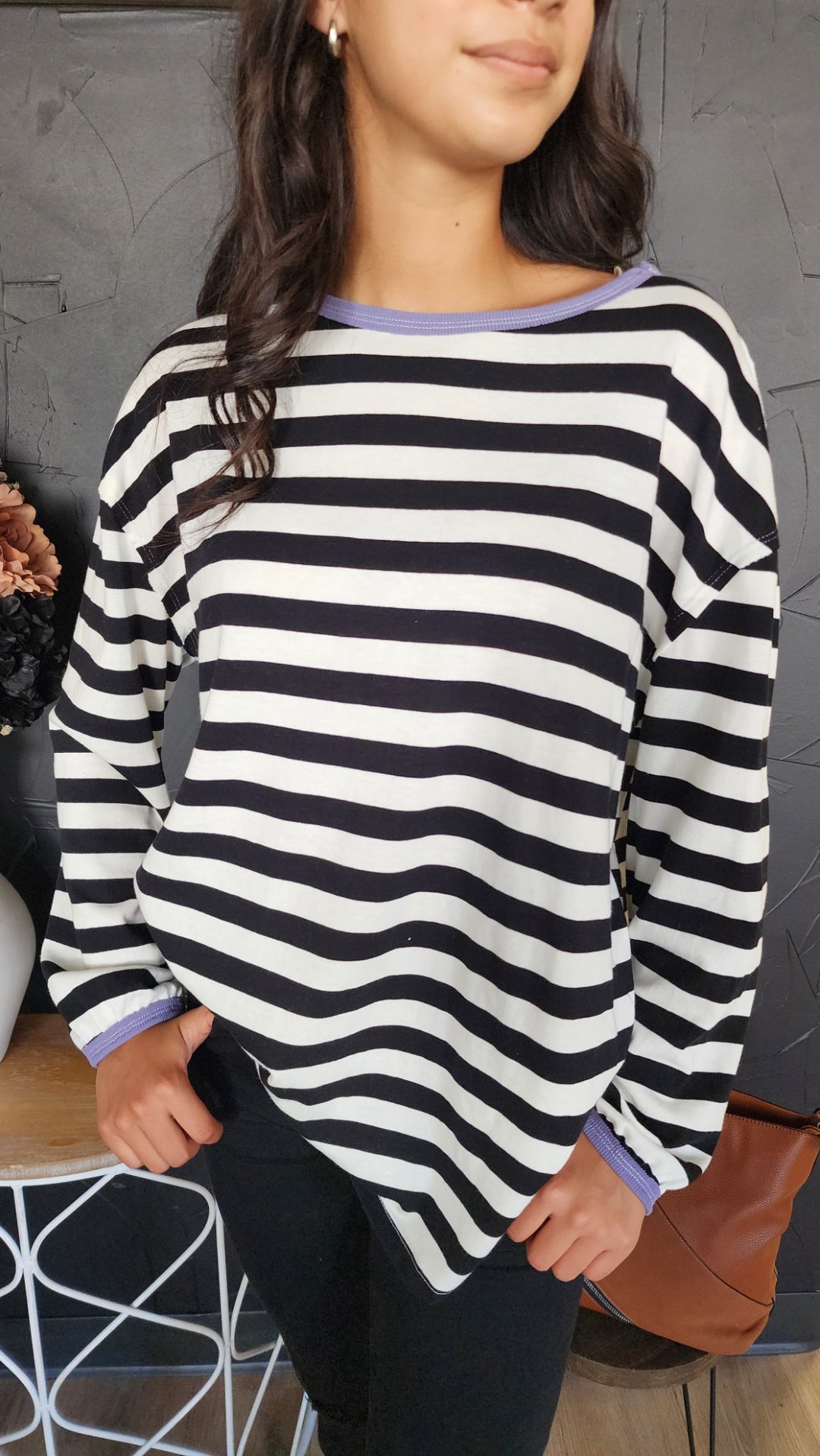 Black Striped L/S Top