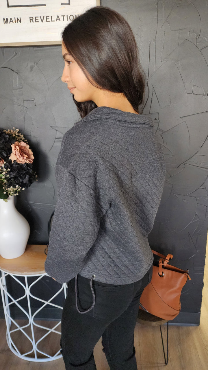 Quilted Waist Length 1/4 Zip Pullover
