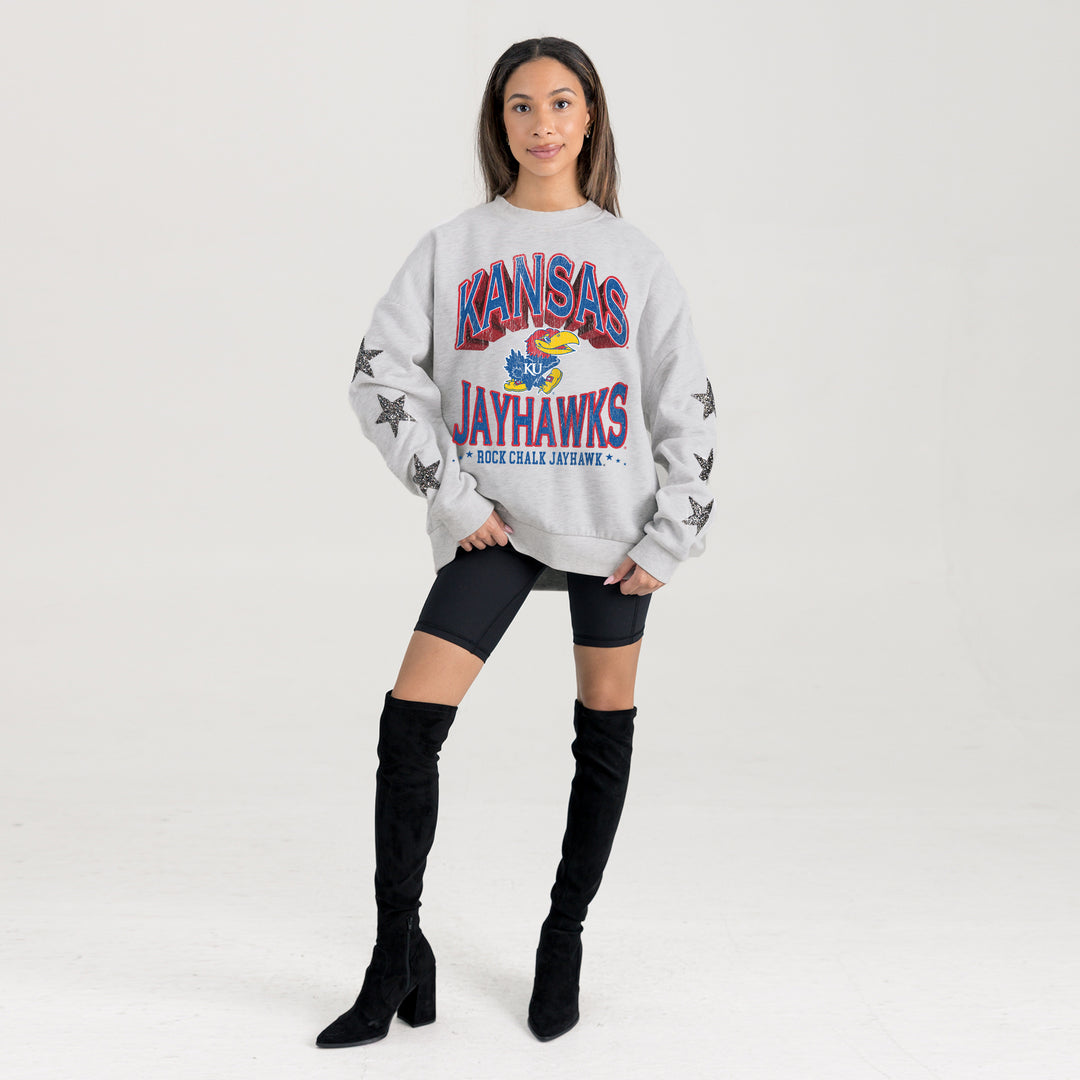 Kansas Jayhawks Resilience Star Embellished Crew Sweatshirt