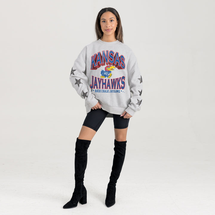 Kansas Jayhawks Resilience Star Embellished Crew Sweatshirt